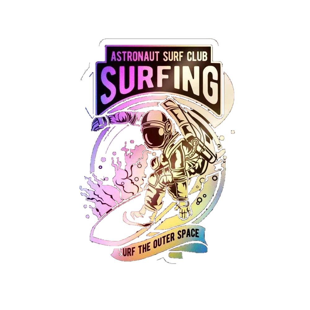 Astronaut Surf Club Holographic Stickers